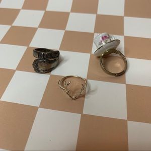 spoon, teacup and deer antler rings